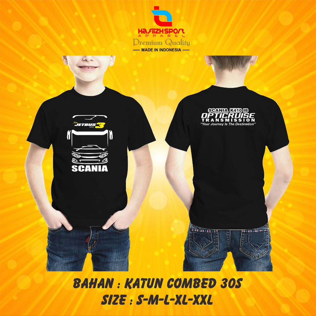 KAOS BAJU ANAK SCANIA JETBUS 3 SHD OPTICRUISE TRANSMISSION PREMIUM