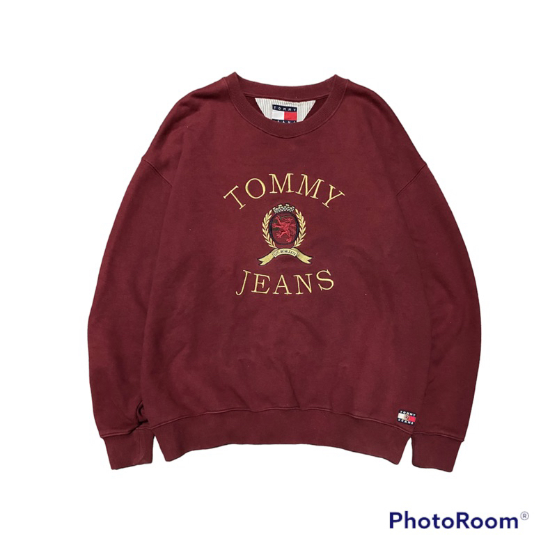 Sweater Tommy Hilfiger Jeans Maroon Rare Color second original