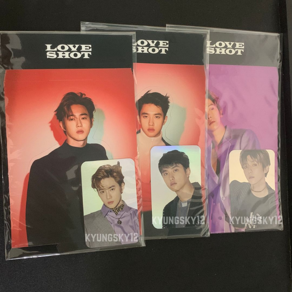 EXO LOVE SHOT STANDEE HOLOGRAM SET SUHO D.O. BAEKHYUN