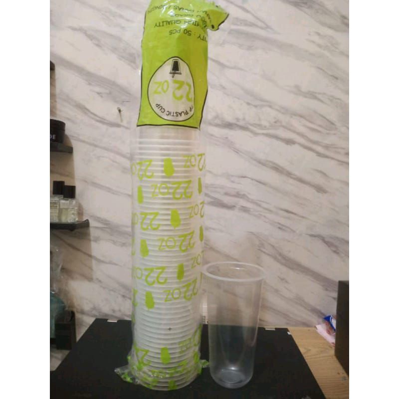 1 DUS 22 Oz OVAL (TERBARARU)GELAS PLASTIK /CUP PLASTIK