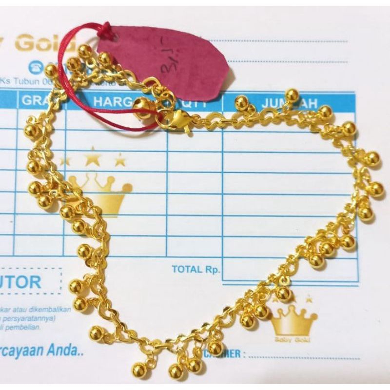 Terlaris Gelang kaki emas 24k motif india nota dari toko