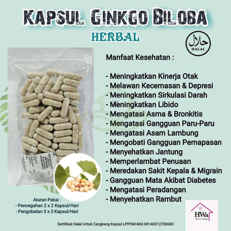 

Kapsul Ginkgo Biloba | Gingko Biloba Herbal Libido dan Kecerdasan otak isi 100 Kapsul