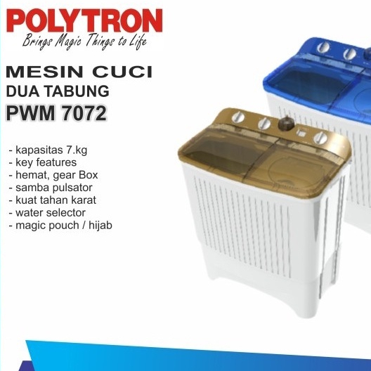 POLYTRON - MESIN CUCI PWM 7072 N/B 7 KG