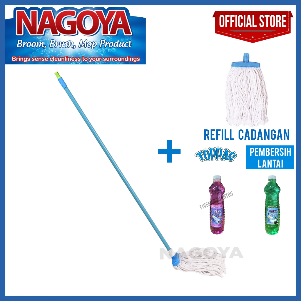 Alat Pel Sumbu Nagoya 702 Mop Medium Pembersih Lantai Lap Pel Gagang Pelan Pembersih Debu Tongkat Ka