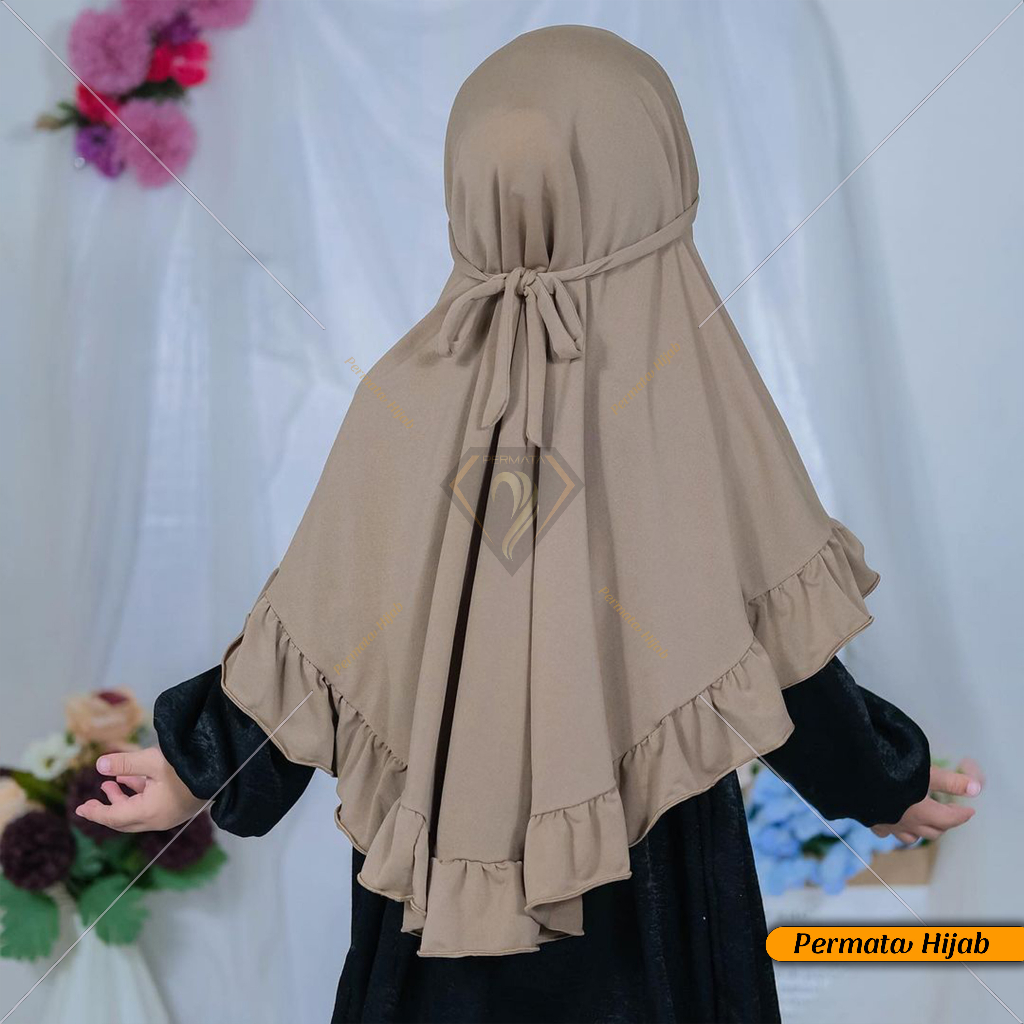 Hijab anak lucu  bergo rurffle anak jersey premium  kerudung anak umur 3 - 5 tahun