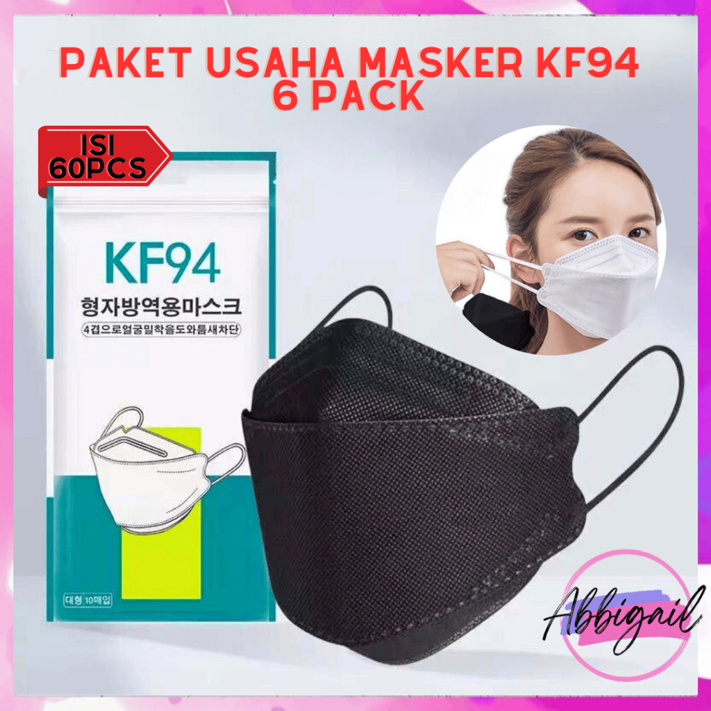	 ABBIGAIL 🫰 6 PACK (60 PACK) PAKET BUNDLE HEMAT PAKET USAHA MASKER KF94 KF 94 4PLY 4 PLY PACK KOREA BAHAN TEBAL HITAM PUTIH MIX 3052	