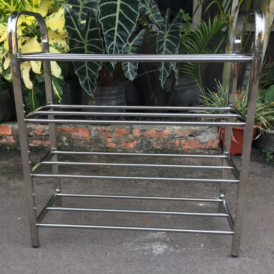 Rak sepatu stainless 4 susun