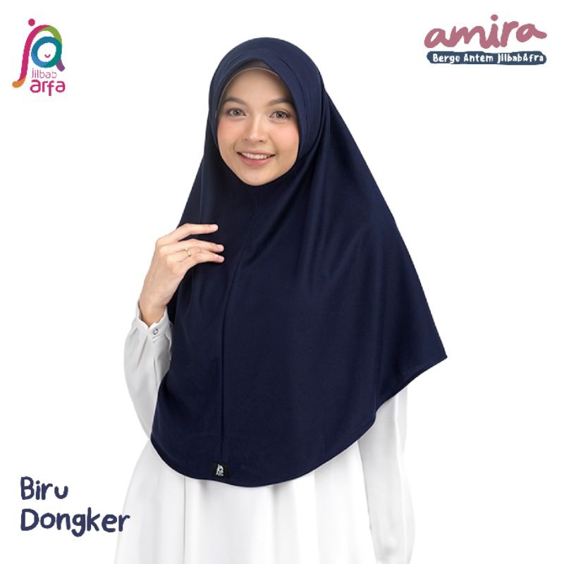 Bergo Amira Afra warna biru Dongker