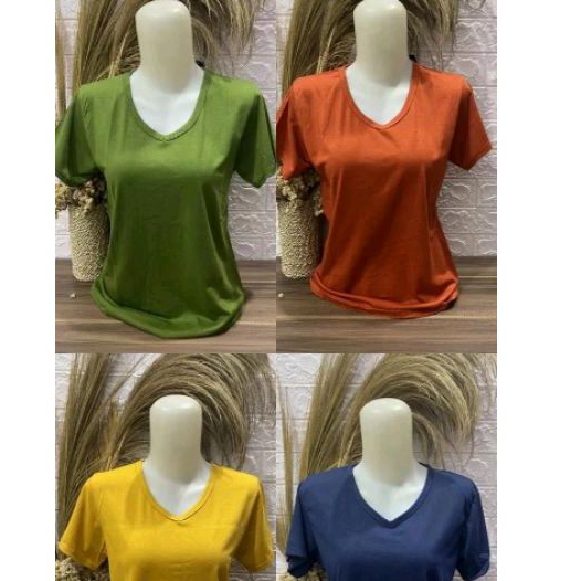 Kaos Polos Pendek wanita V neck L, XL, XXL kaos pendek polos