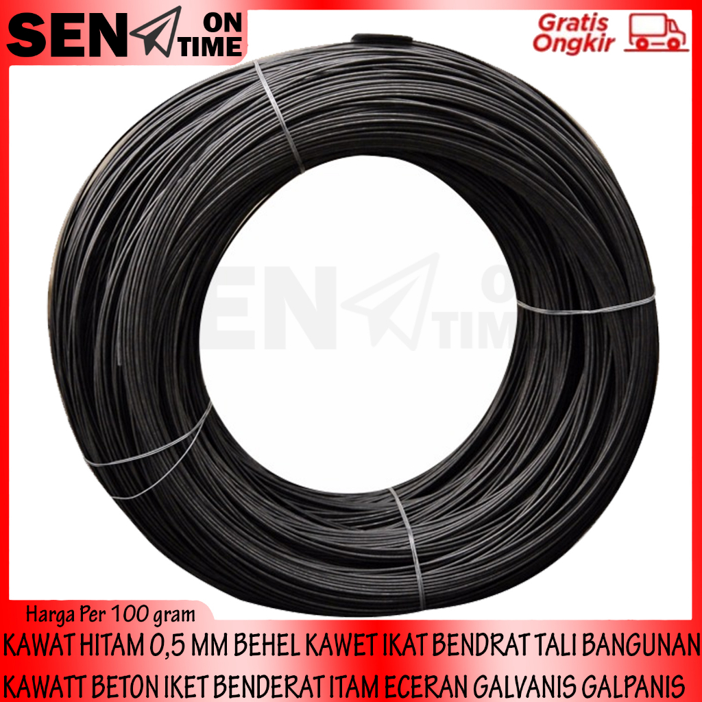 KAWAT HITAM 0,5 MM BEHEL KAWET IKAT BENDRAT TALI BANGUNAN KAWATT BETON BESI IKET PIANO BENDERAT ITAM