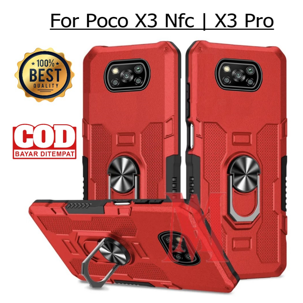 Casing Untuk Poco X3(Nfc) | Poco X3 Pro Hard Case Ring Armor Robot Case Kickstand Hybrid/Ring Holder