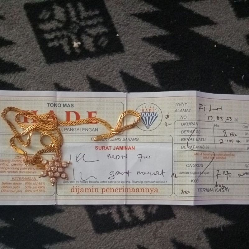 Kalung Emas 17K 10gr