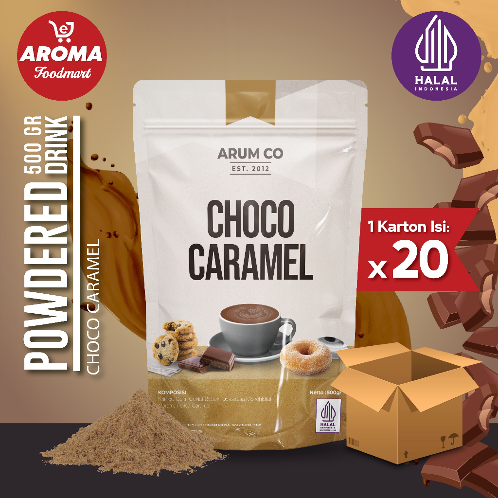 

1 Karton Arum Co Bubuk Chocolate Caramel Powder 500gr Coklat Karamel