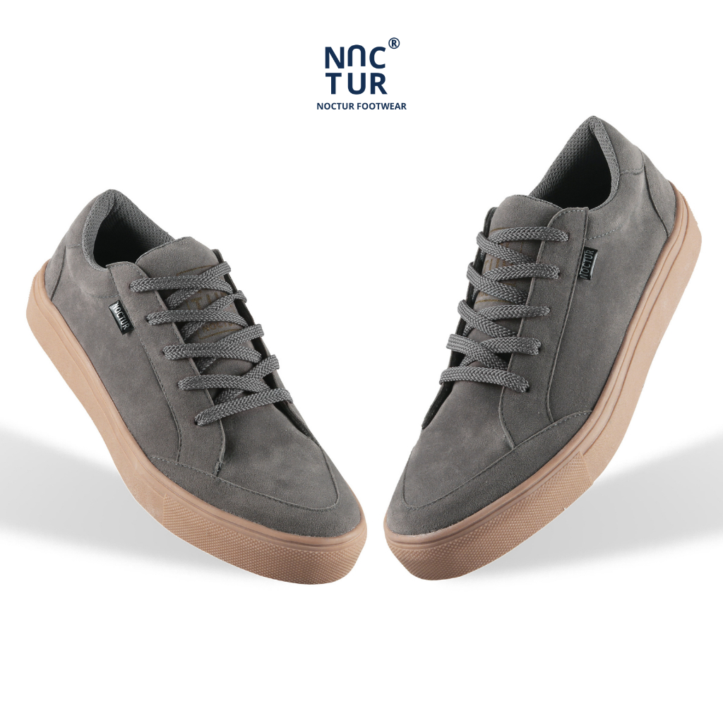 NOCTUR - Sepatu Pria Casual Abu Bahan Kulit Suede Size 38 - 44 N-201