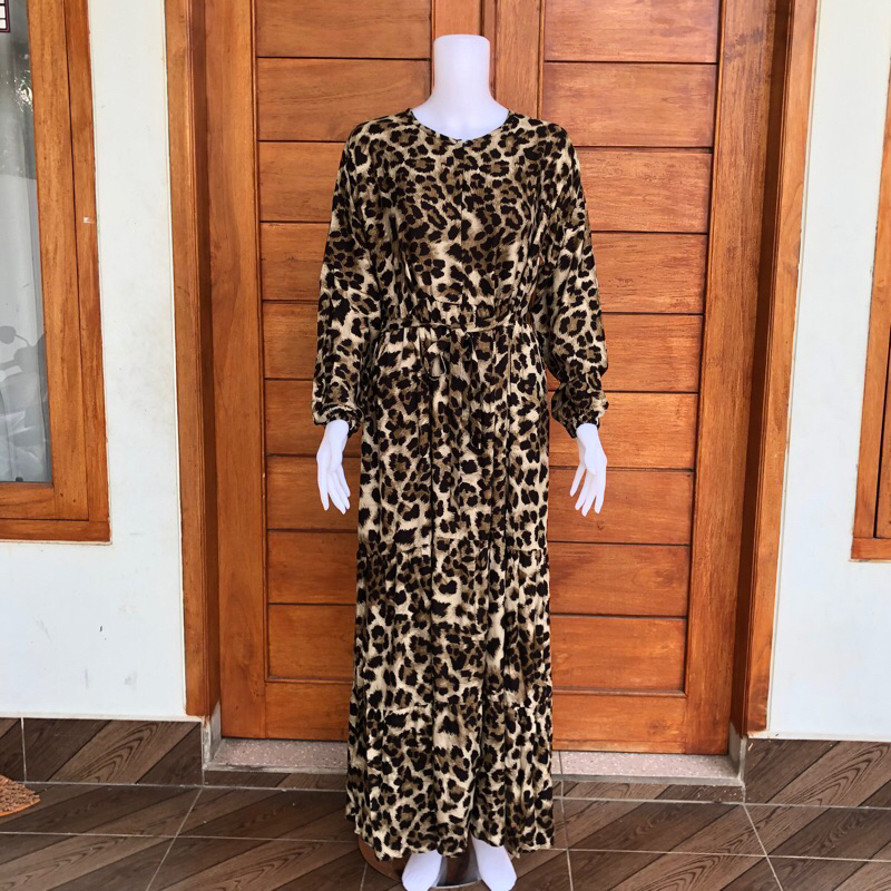 Gamis Motif Macan Leopard Bahan Rayon Armor