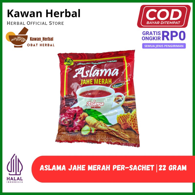 ASLAMA Jahe Merah 22 Gram - Jahe Merah Sachet Herbal Anti Virus