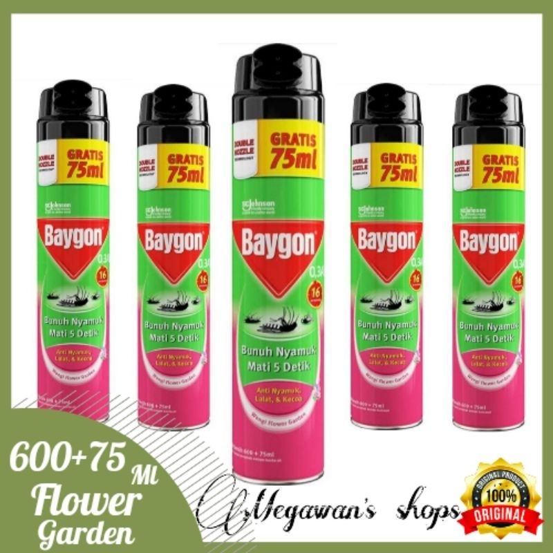 Baygon Aerosol 600Ml + 75Ml Flower Garden / Baygon Flower Garden 600 Ml + 75 Ml