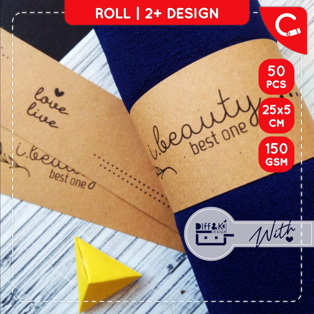 

(25x5) Label Roll Paper Belt Kraft Custom untuk Pengikat Produk Olshop Brand Hijab Souvenir Pernikahan Tasyakuran DIY Hampers Packaging Packing Rustic Vintage Coklat Aesthetic