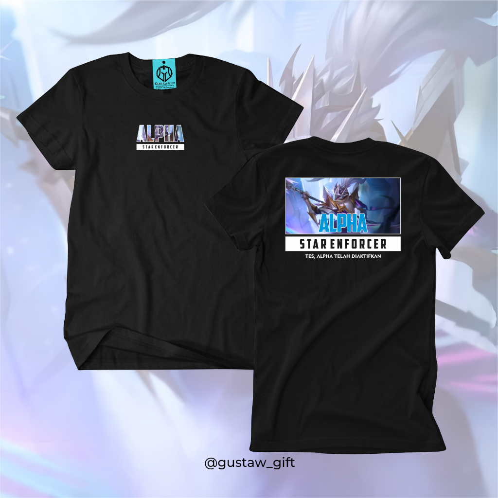 GG T-Shirt ALPHA Starlight skin Star Enforcer Plume Mobile Legends Kaos Custom Katun Slim-fitting