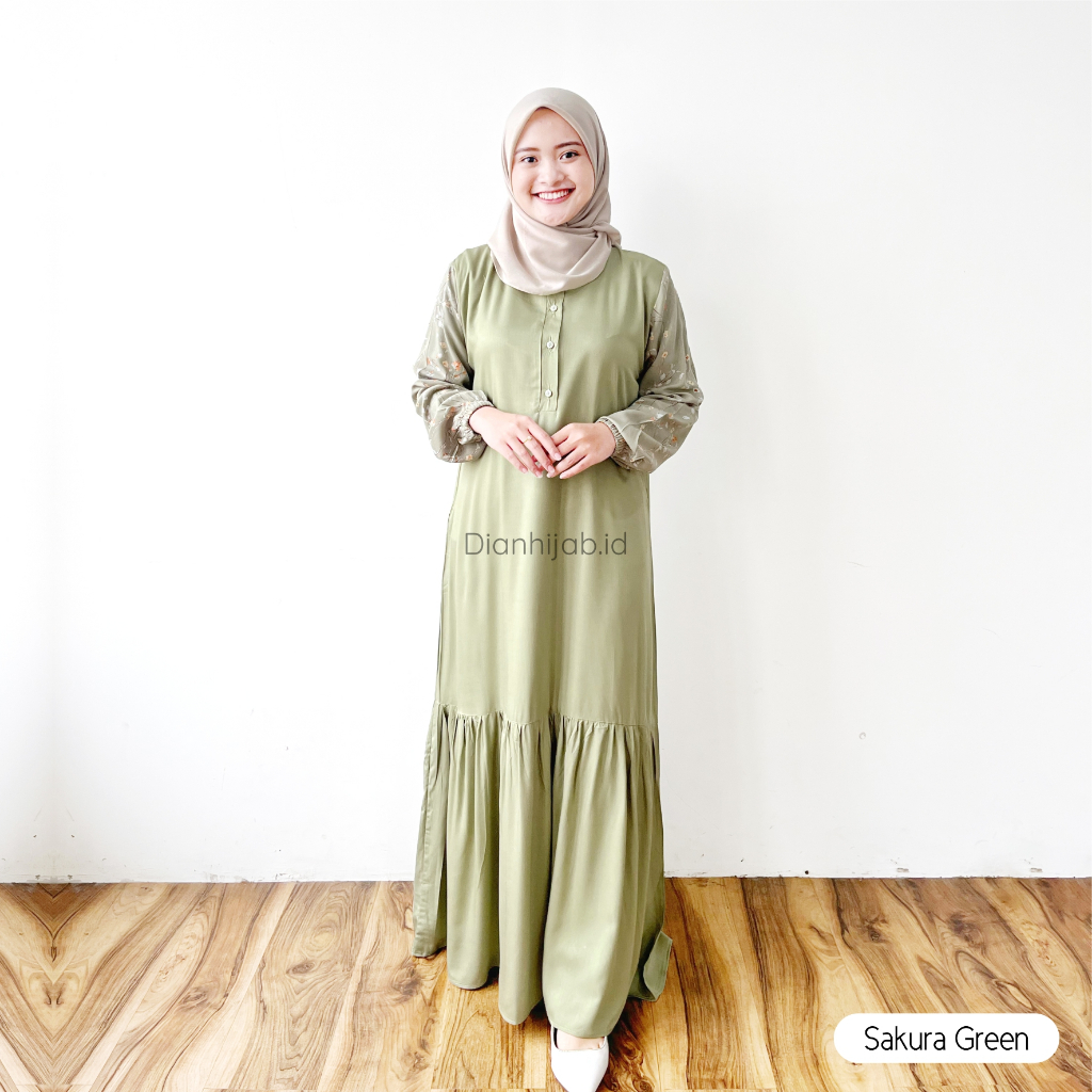 Gamis Dewasa Homey Dress Shabrina Series By Dianhijab.id - Bahan Rayon Viscose Adem Nyaman Bisa COD-SHABRINA S.GREEN