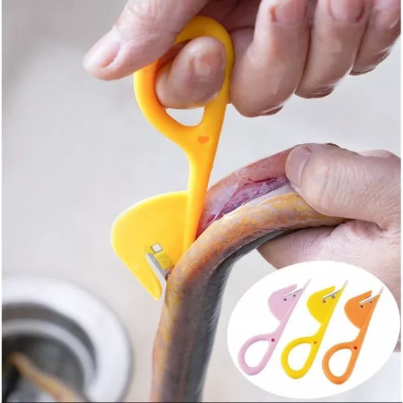 Pisau Usus Belut Pengupas Gunting Sisit Tajam Pembersih Ayam Sapi Sosis Udang Murah Random Warna Ala