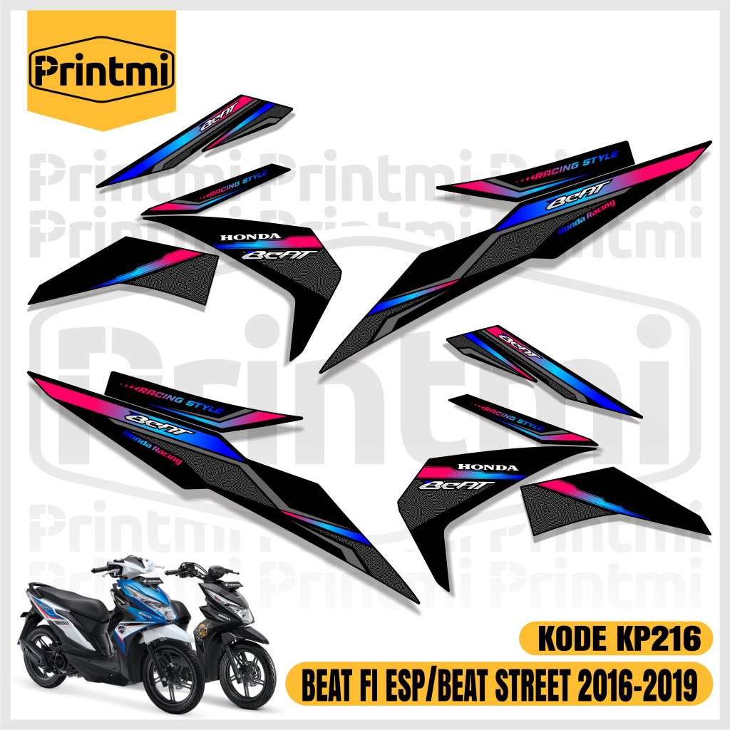 Printmi Stiker Striping Beat Esp FI Eco 2016 2017 2018 2019 - Beat Street Variasi Racing Motor Honda