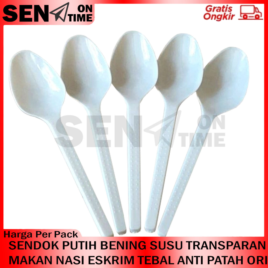 SENDOK TEH PLASTIK ESKRIM TEBAL BENING PUTIH SUSU TRANSPARAN PUDING CAKE ES KRIM PELASTIK JELLY JELY