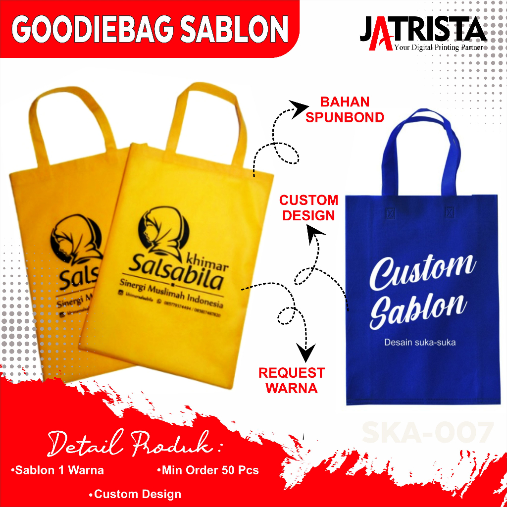 

TAS GOODIEBAG SPUNBOD CUSTOM GOODIEBAG ULANGTAHUN WEDDING SOUVENIR