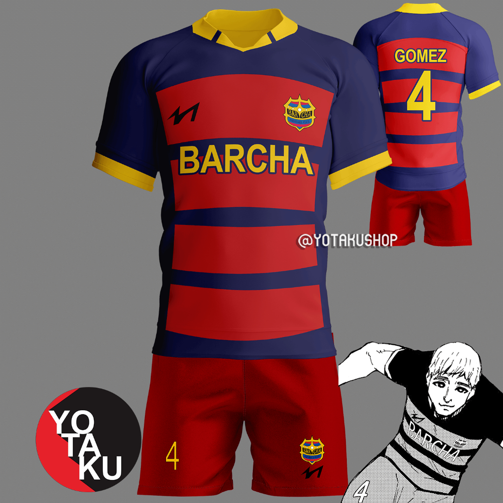 Jersey Anime Cosplay Blue Lock FC BARCHA Gomez Full Set YOTAKUSHOP