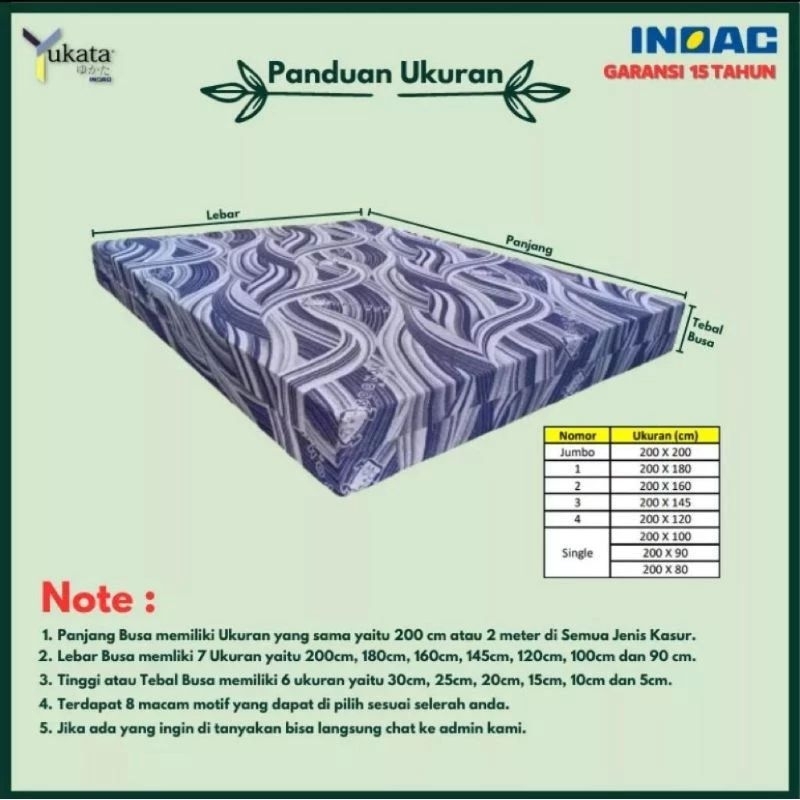 Yukata Custom Kasur Busa INOAC Tinggi 10cm