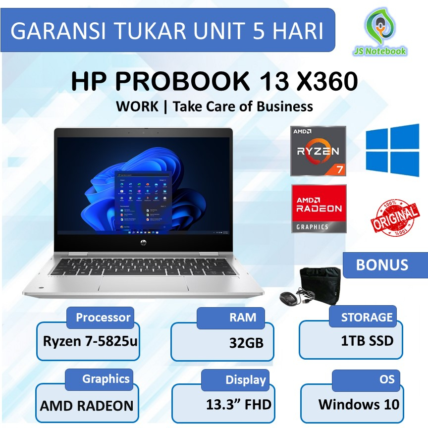 Laptop HP Probook 435 G9  X360 Touch AMD Ryzen 7-5825 32GB 1TB SSD W10 Pro