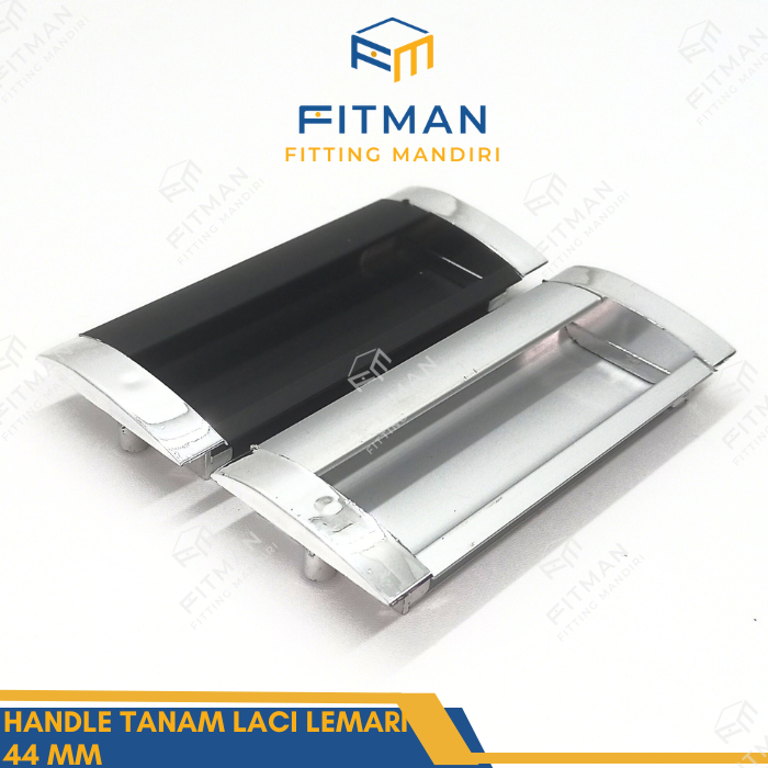 Handle Tanam Kotak Alumunium Tarikan Pintu Lemari sliding laci lebar 44 mm