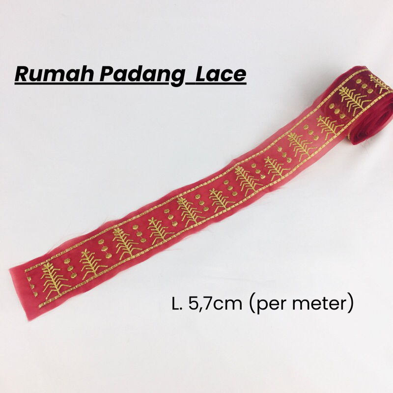 Kain Organza Bordir Motif Rumah Padang Lace (per meter)