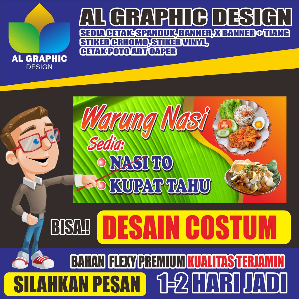 SPANDUK/BANNER WARUNG COSTUM /WARUNG SEBLAK/WARUNG NASI/WARUNG PADANG