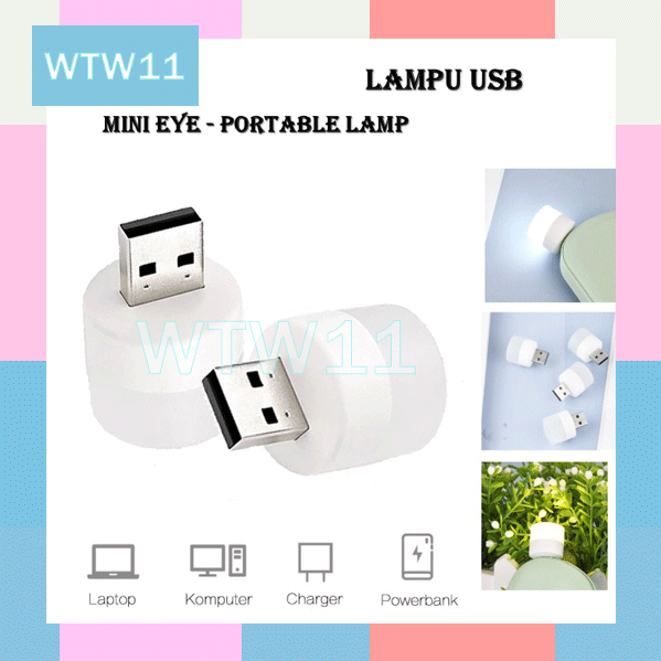 WTW Lampu USB Mini Led Terang Tidur Powerbank 1 watt Warna Stick Outdoor Kecil Bulat Bolam Lampu Dar