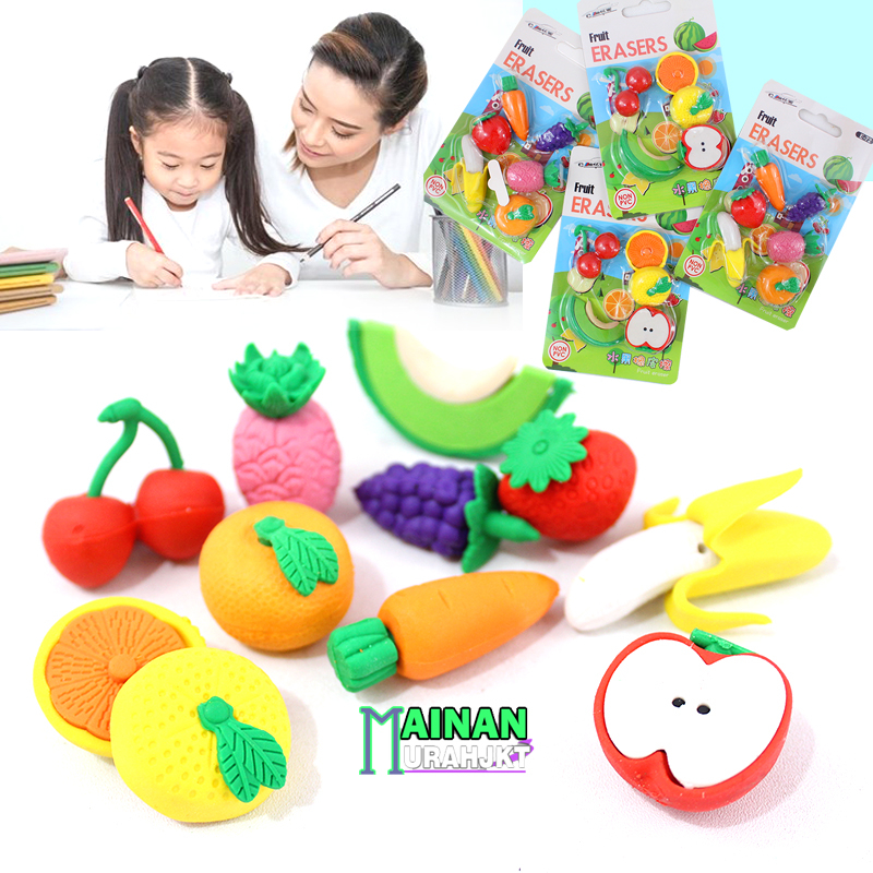 

MAINANKEI PENGHAPUS PENSIL MINI KARAKTER BUAH E72 FRUIT ERASERS 1 SET ISI 6