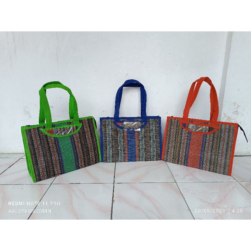 Tas Tenun Tikar Anyaman Besar Muat Gula 8-9 Kg - Tote Bag Anyaman - Tas Belanja - Tas Hajatan