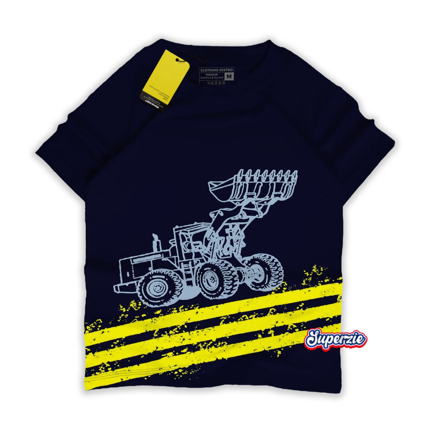 RGKids Kaos Anak Laki Laki Beko Garis Buldoser Navy 4-12 Tahun