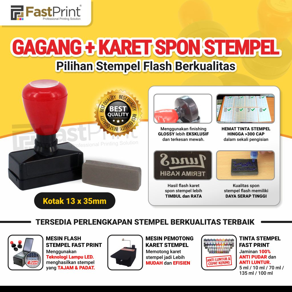 

Fast Print Gagang Stempel Flash Plus Karet Kotak Ukuran 13X35MM
