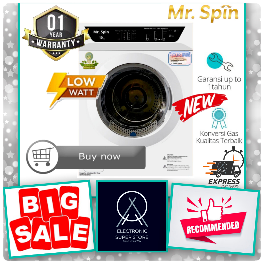 MR SPIN DRYER GAS MS-010 MS010 010 MESIN PENGERING LAUNDRY GAS 10KG SUPER LOW WATT TUMBLER GAS DRYER