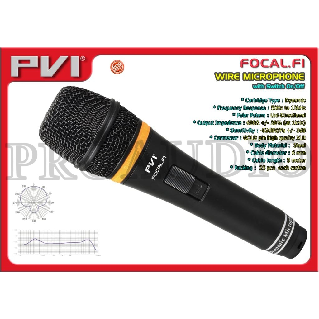 MIC KABEL PVI FOCAL F1 SWITCH ON OFF DYNAMIC MICROPHONE HIGH QUALITY
