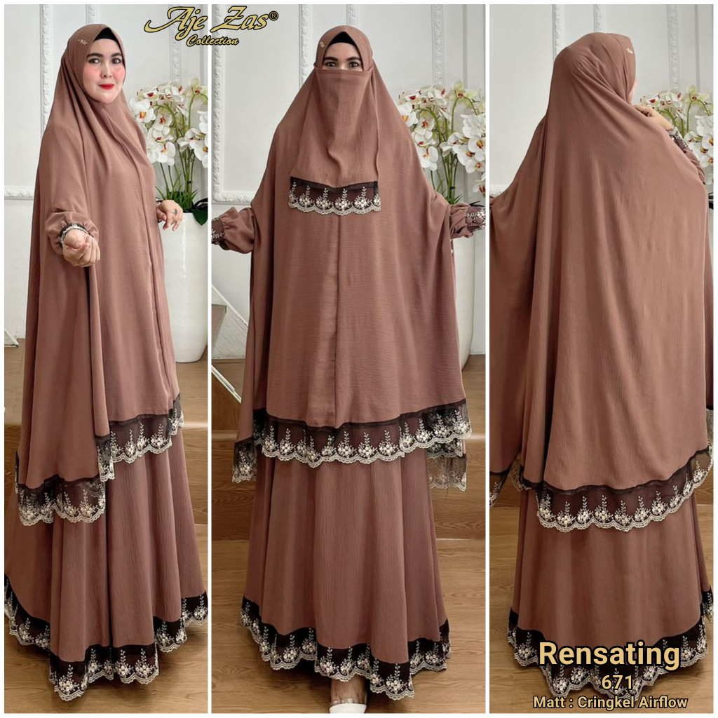 AJE ZAS - Gamis Syar'i Jumbo Renda Kode-RENSATING Matt Crinkel Airflow