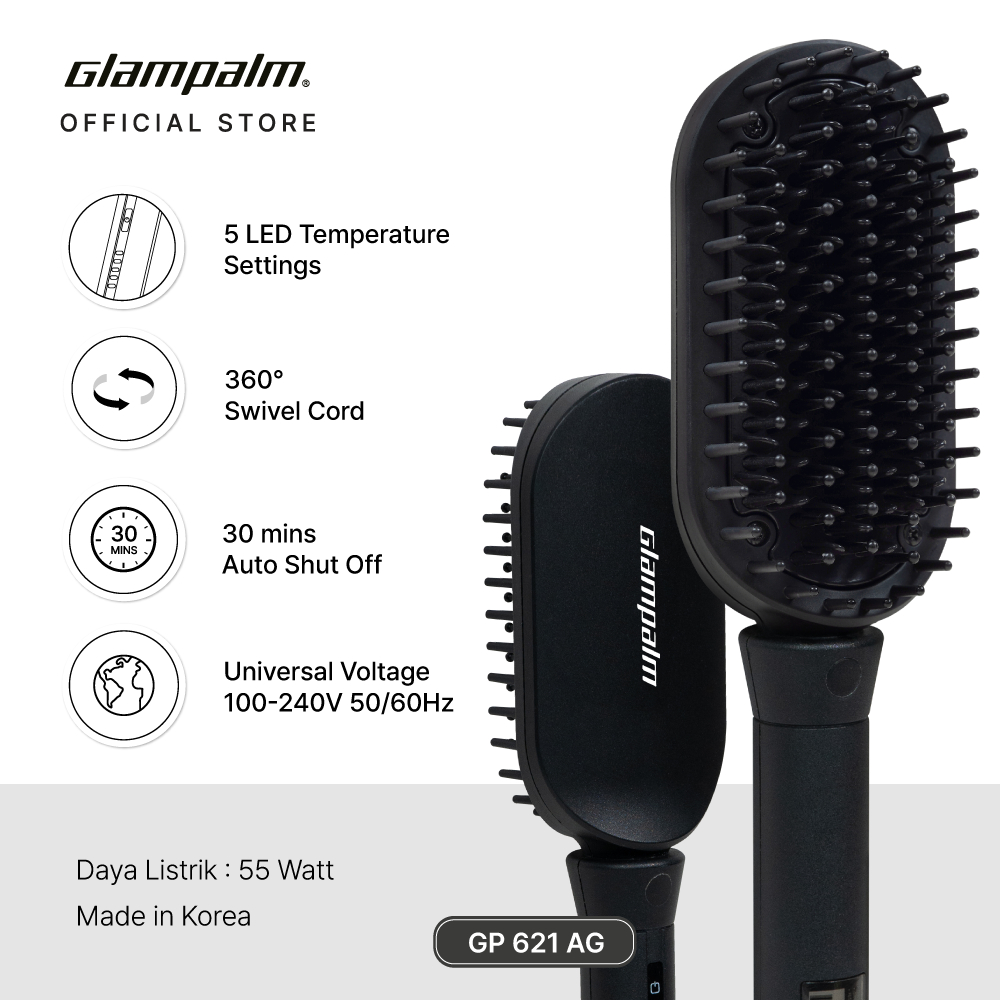 Paket Glampalm OG Hot Brush GP621AG - Pengeriting Rambut GP618AM