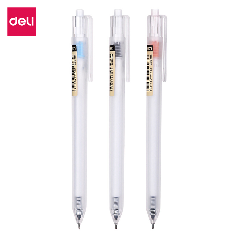 

Deli Gel Pen / Pulpen Gel 0.38mm Tinta Hitam Retracable Desain Unik A115 1 pcs