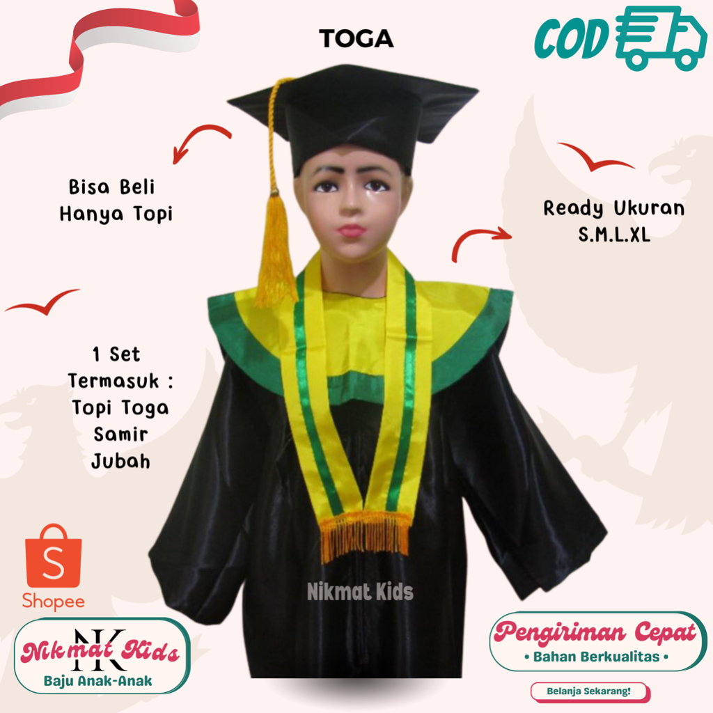 Baju toga anak seragam wisuda anak tk laki laki perempuan