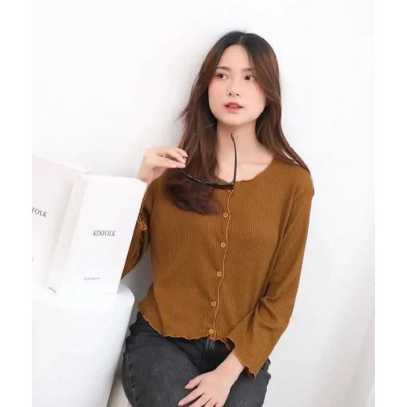 CARDIGAN WAFFLE-CARDIGAN CROP