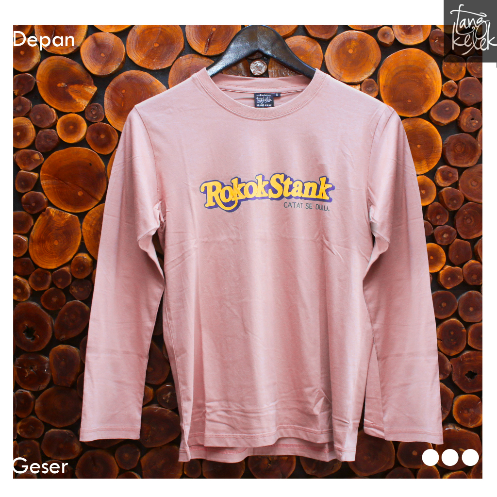 Tangkelek Baju Kaos Lengan Panjang Rokok Stang Warna Dusty Pink