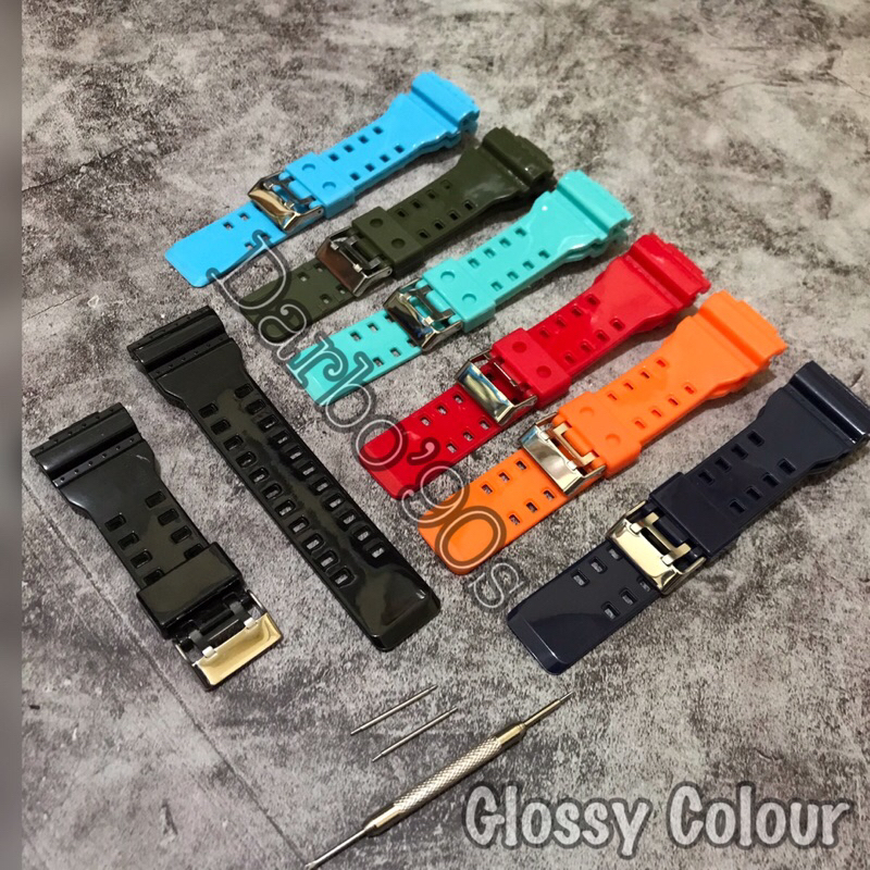 Strap Tali Jam Tangan Casio G-Shock Gshock GA100 GA110 GD120 Glossy Colour Tali G-Shock Glossy