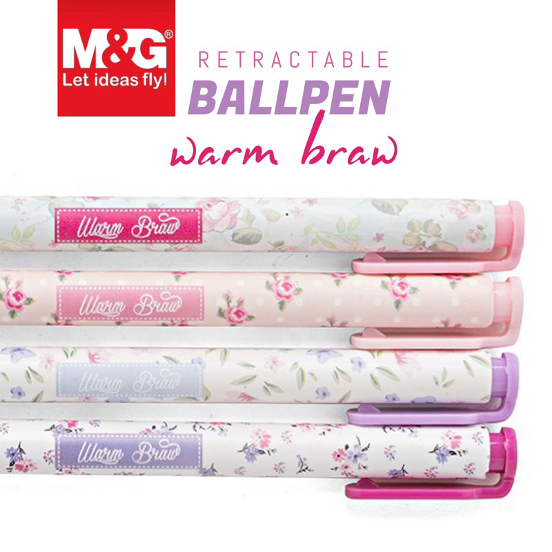 

M&G Retractable Pen ‘Warm Braw’ | 0.5mm | Comfort rubber grip | Warna Biru | Ecer