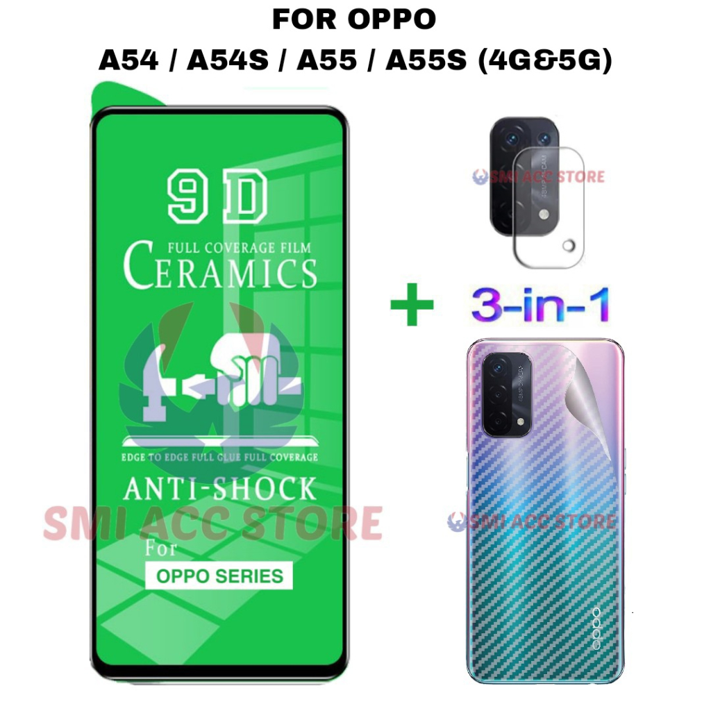 PAKET TG OPPO A54 5G / A54 4G / A54s / A55 4G / A55 5G Tempered Glass Ceramic Clear HD Anti Gores Pe